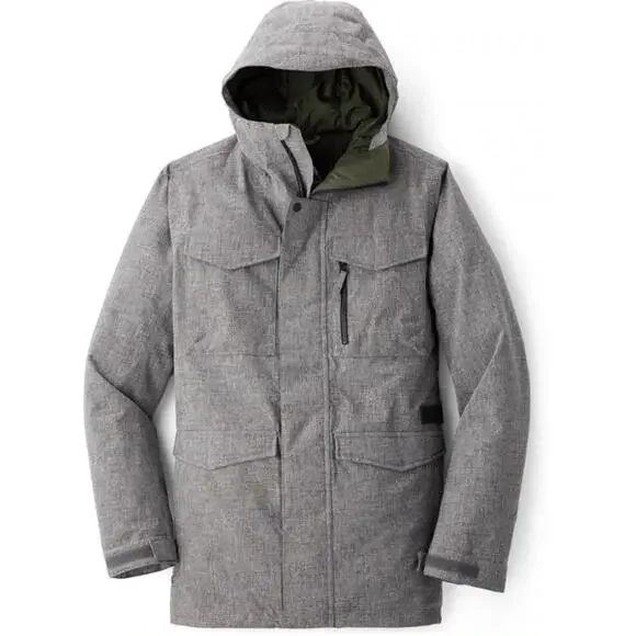 Burton Covert Dhaka Snowboard Ski Jacket Mens XL Living Lining Gray Hooded Nice